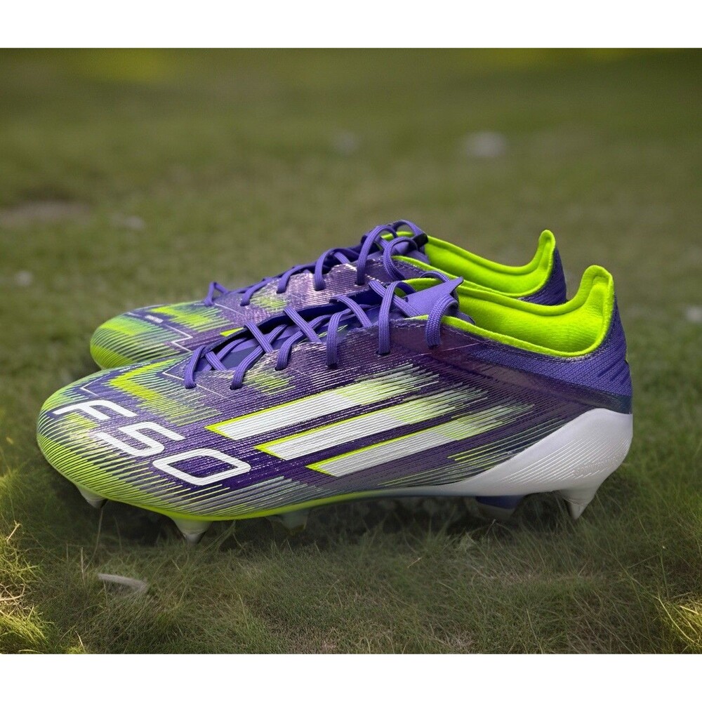 Adidas F50 Elite SG Soccer Cleats Men Sz 8 Purple Green JH7633 Soft Ground Studs